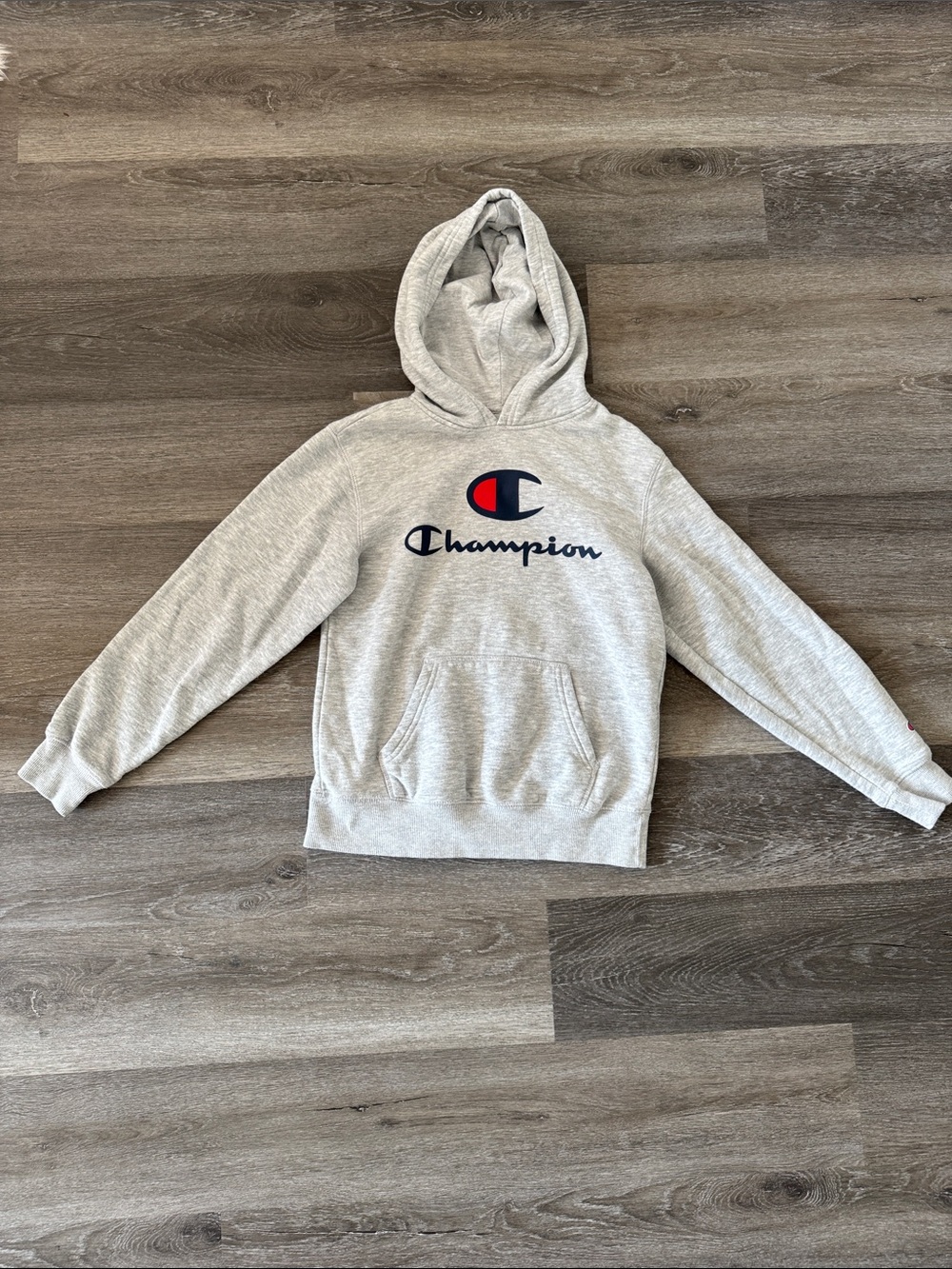 Champion Light Gray Crewneck Hoodie with Logo size (10-12)
